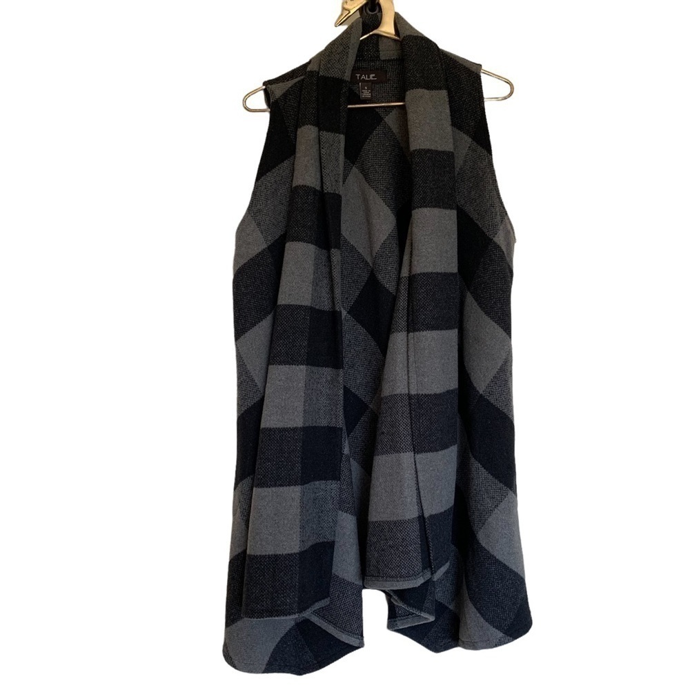Talie long line wool blend plaid vest